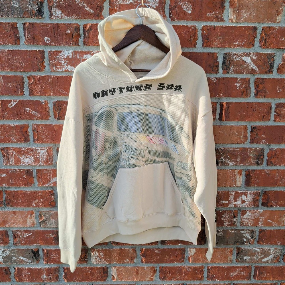 NASCAR Daytona 500 Hoodie Men XXL Light Birch Mesh Overlay Graphic Racing